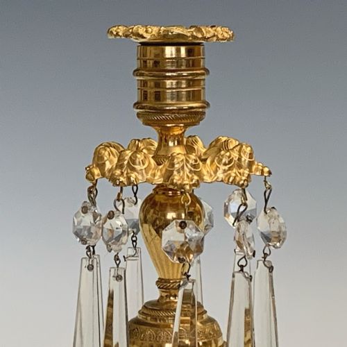 PAIR OF VICTORIAN LUSTRE CANDLESTICKS IN THE REGENCY TASTE - ADDITIONAL PHOTO 4