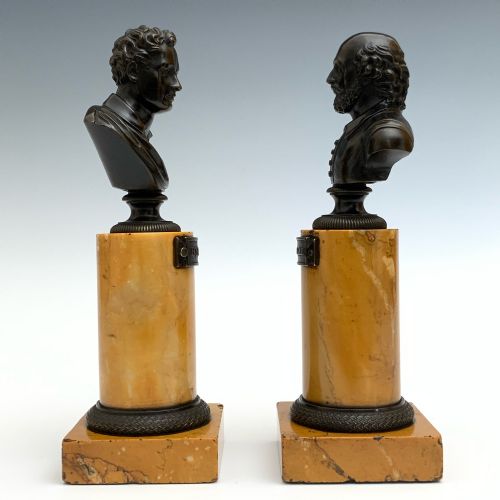 ANTIQUE GRAND TOUR PAIR OF BRONZE BUSTS BYRON SHAKESPEARE - ADDITIONAL PHOTO 6