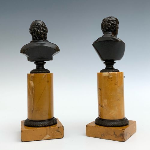ANTIQUE GRAND TOUR PAIR OF BRONZE BUSTS BYRON SHAKESPEARE - ADDITIONAL PHOTO 7