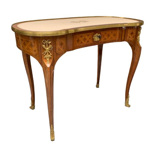 french purpleheart tulipwood ormolu mounted writing table by durand - CATEGORY: ANTIQUE TABLES - DATED 1890