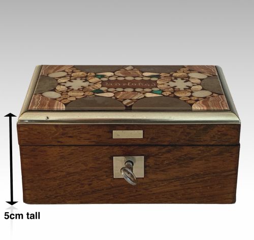 19TH CENTURY ROSEWOOD MARBLE INLAID KARLSBAD SOUVENIR BOX - ADDITIONAL PHOTO 1