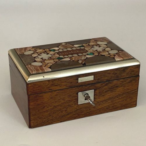 19TH CENTURY ROSEWOOD MARBLE INLAID KARLSBAD SOUVENIR BOX - ADDITIONAL PHOTO 3