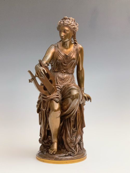 antique bronze figure of terpsichore by louis gregoire - CATEGORY: ANTIQUE SCULPTURES - DATED 1880