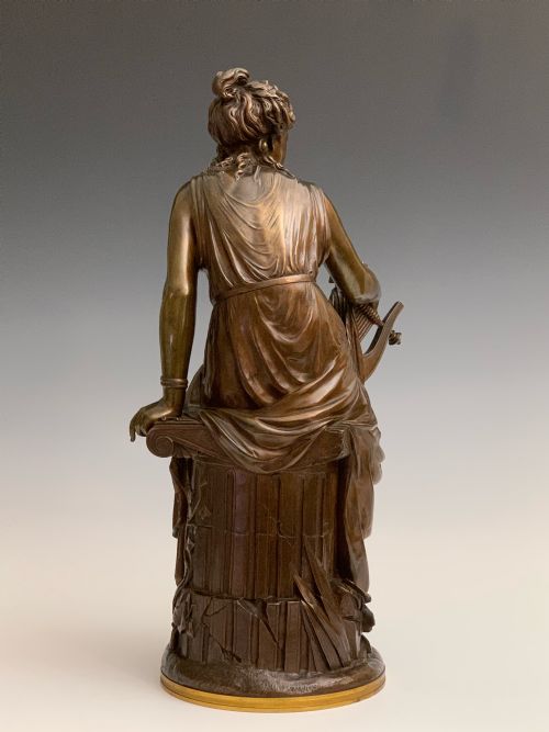 ANTIQUE BRONZE FIGURE OF TERPSICHORE BY LOUIS GREGOIRE - ADDITIONAL PHOTO 2