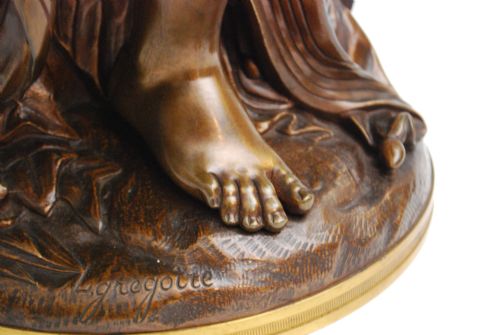 ANTIQUE BRONZE FIGURE OF TERPSICHORE BY LOUIS GREGOIRE - ADDITIONAL PHOTO 3