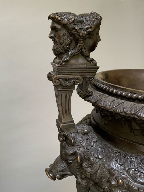 ANTIQUE PAIR OF BRONZE URNS AFTER CLAUDE BALLIN - ADDITIONAL PHOTO 2