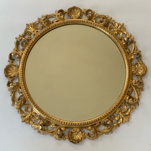 antique florentine circular giltwood wall mirror - CATEGORY: ANTIQUE MIRRORS - DATED 1910