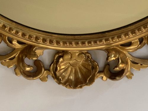 ANTIQUE FLORENTINE CIRCULAR GILTWOOD WALL MIRROR - ADDITIONAL PHOTO 2