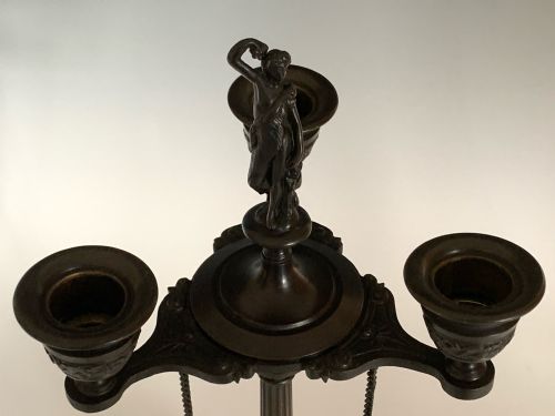 ANTIQUE NAPOLEON III BRONZE ETRUSCAN MANNER CANDELABRA - ADDITIONAL PHOTO 2