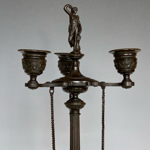ANTIQUE NAPOLEON III BRONZE ETRUSCAN MANNER CANDELABRA - ADDITIONAL PHOTO 3