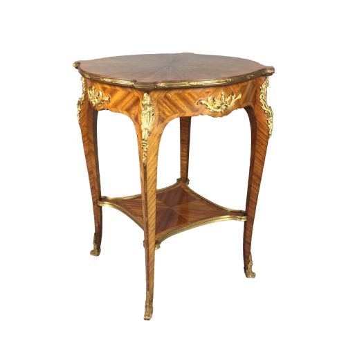 french belle epoque kingwood parquetry table ambulante retailed by maples - CATEGORY: ANTIQUE TABLES - DATED 1900