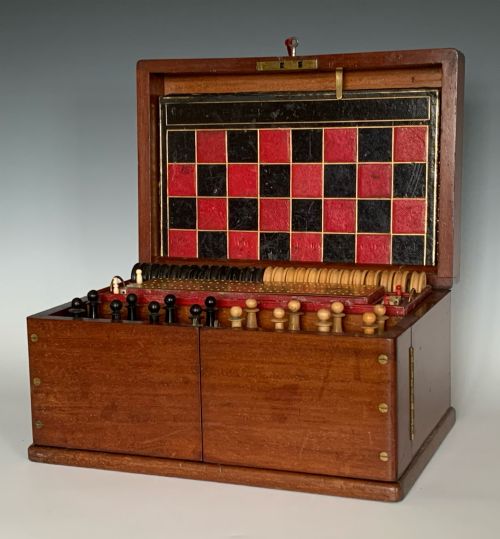 VICTORIAN MAHOGANY CASE GAMES COMPENDIUM - ADDITIONAL PHOTO 2