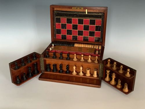VICTORIAN MAHOGANY CASE GAMES COMPENDIUM - ADDITIONAL PHOTO 3