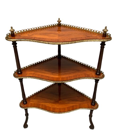 victorian tulipwood whatnot in the french taste - CATEGORY: ANTIQUE FURNITURE - DATED VICTORIAN