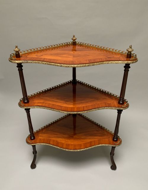 VICTORIAN TULIPWOOD WHATNOT IN THE FRENCH TASTE - ADDITIONAL PHOTO 1