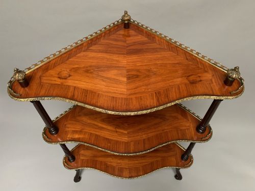 VICTORIAN TULIPWOOD WHATNOT IN THE FRENCH TASTE - ADDITIONAL PHOTO 2