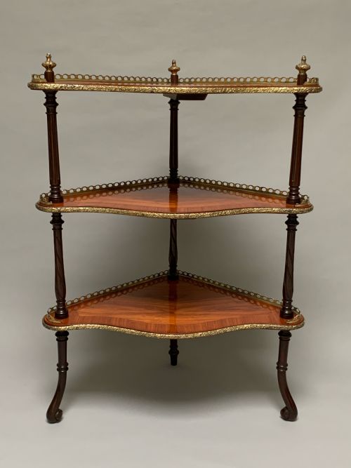 VICTORIAN TULIPWOOD WHATNOT IN THE FRENCH TASTE - ADDITIONAL PHOTO 3