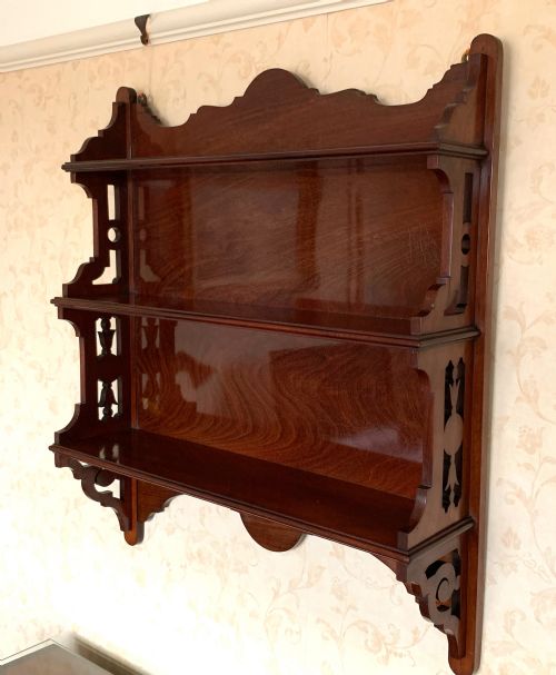 VICTORIAN SOLID MAHOGANY WALL SHELVES - ADDITIONAL PHOTO 2