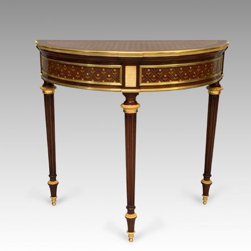 antique french louis xvi style demilune card table - CATEGORY: ANTIQUE TABLES - DATED 1890