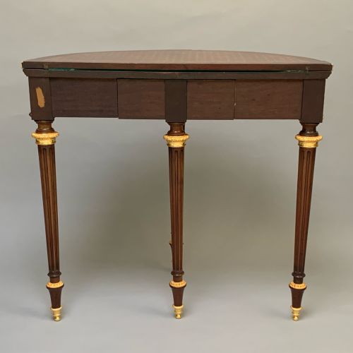 ANTIQUE FRENCH LOUIS XVI STYLE DEMILUNE CARD TABLE - ADDITIONAL PHOTO 1