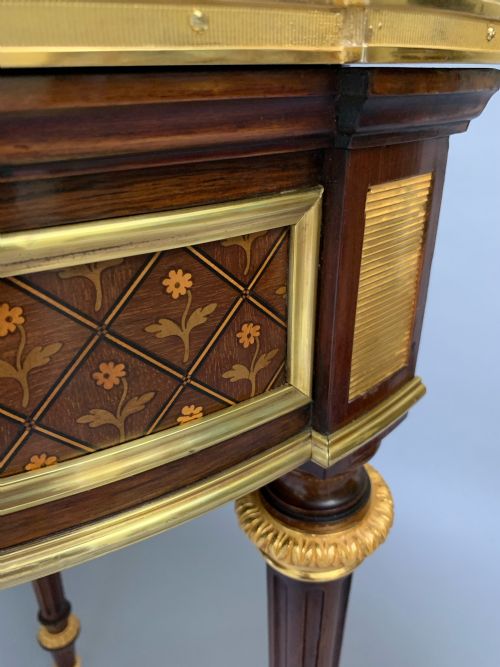 ANTIQUE FRENCH LOUIS XVI STYLE DEMILUNE CARD TABLE - ADDITIONAL PHOTO 3