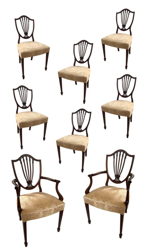 set of eight edwardian mahogany dining chairs - CATEGORY: ANTIQUE CHAIRS - DATED EDWARDIAN