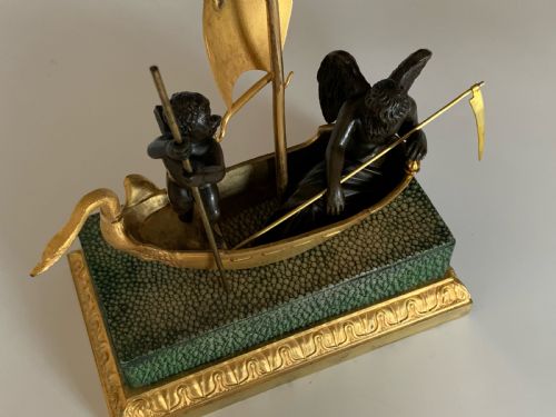 FRENCH ORMOLU SHAGREEN ENCRIER INKWELL - ADDITIONAL PHOTO 2