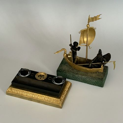 FRENCH ORMOLU SHAGREEN ENCRIER INKWELL - ADDITIONAL PHOTO 6