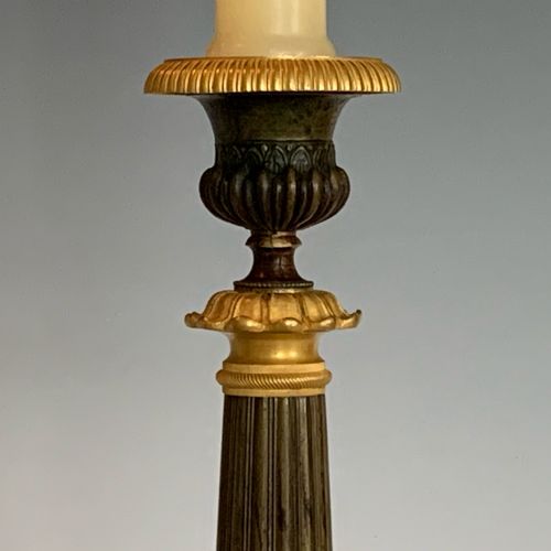 ANTIQUE FRENCH CHARLES X ORMOLU BRONZE CANDLESTICKS - ADDITIONAL PHOTO 2