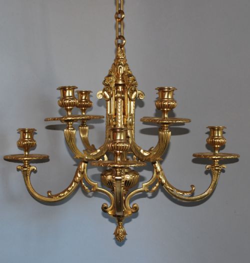 mid 19th century eight light chandelier - CATEGORY: ANTIQUE LIGHTING - DATED 19TH CENTURY