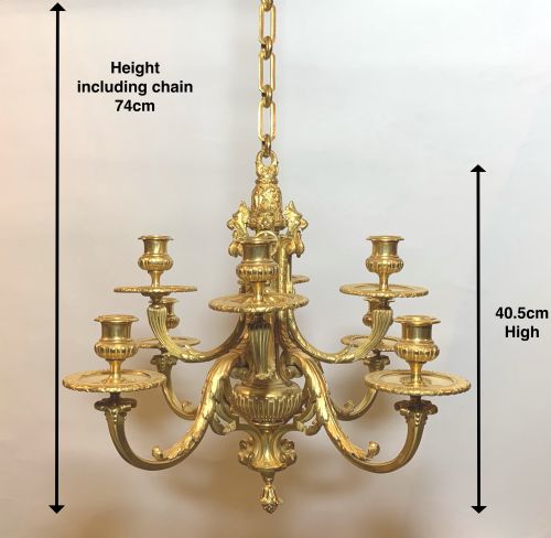 MID 19TH CENTURY EIGHT LIGHT CHANDELIER - ADDITIONAL PHOTO 1
