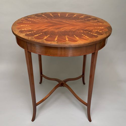 ANTIQUE EDWARDIAN MAHOGANY INLAID SIDE TABLE - ADDITIONAL PHOTO 1