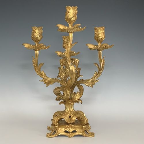 ANTIQUE PAIR OF FRENCH LOUIS XV STYLE ORMOLU CANDELABRA - ADDITIONAL PHOTO 5