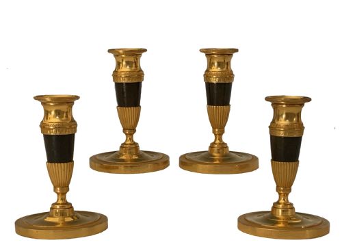 four george iv regency ormolu candlesticks - CATEGORY: ANTIQUE LIGHTING - DATED REGENCY