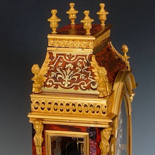 ANTIQUE NAPOLEON III BOULLE TORTOISESHELL ORMOLU MOUNTED CLOCK - ADDITIONAL PHOTO 4