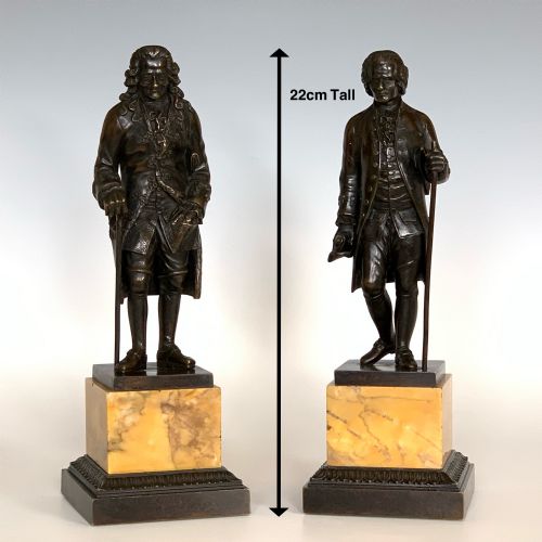 FRENCH RESTAURATION PERIOD BRONZE FIGURES ROUSSEAU VOLTAIRE - ADDITIONAL PHOTO 5
