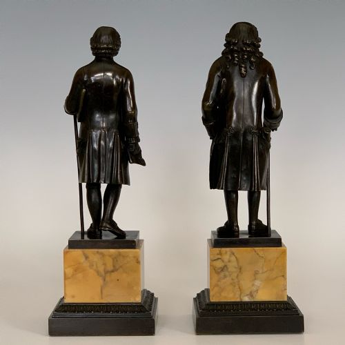 FRENCH RESTAURATION PERIOD BRONZE FIGURES ROUSSEAU VOLTAIRE - ADDITIONAL PHOTO 6