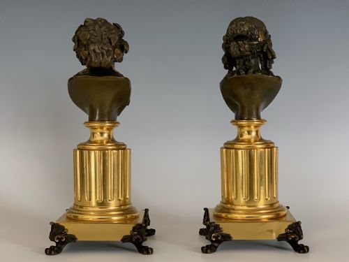 PAIR OF FRENCH 'GRAND TOUR' APOLLO BACCHUS BRONZE BUSTS - ADDITIONAL PHOTO 4