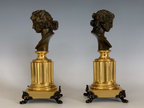 PAIR OF FRENCH 'GRAND TOUR' APOLLO BACCHUS BRONZE BUSTS - ADDITIONAL PHOTO 5