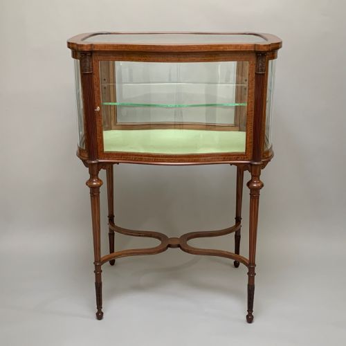 ANTIQUE EDWARDIAN MAHOGANY MARQUETRY INLAID BIJOUTERIE CABINET - ADDITIONAL PHOTO 2
