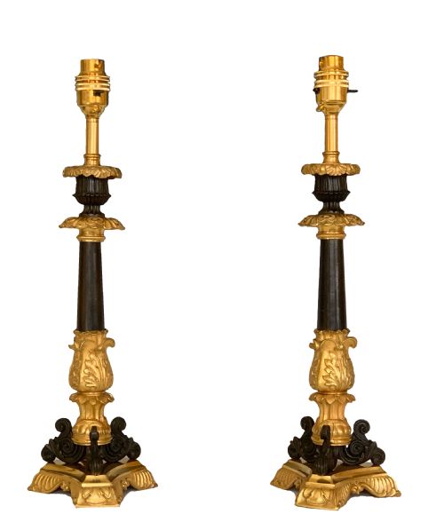 antique french ormolu bronze table lamps - CATEGORY: ANTIQUE LIGHTING - DATED 1860