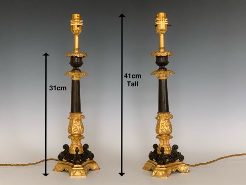 ANTIQUE FRENCH ORMOLU BRONZE TABLE LAMPS - ADDITIONAL PHOTO 1