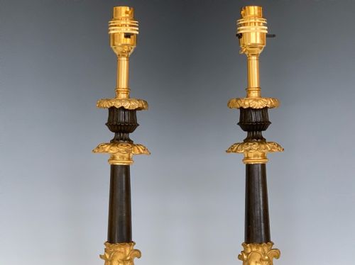 ANTIQUE FRENCH ORMOLU BRONZE TABLE LAMPS - ADDITIONAL PHOTO 2