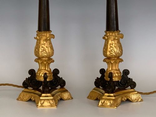 ANTIQUE FRENCH ORMOLU BRONZE TABLE LAMPS - ADDITIONAL PHOTO 3