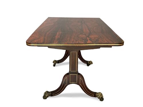 ANTIQUE REGENCY ROSEWOOD BRASS STRUNG SOFA TABLE - ADDITIONAL PHOTO 3