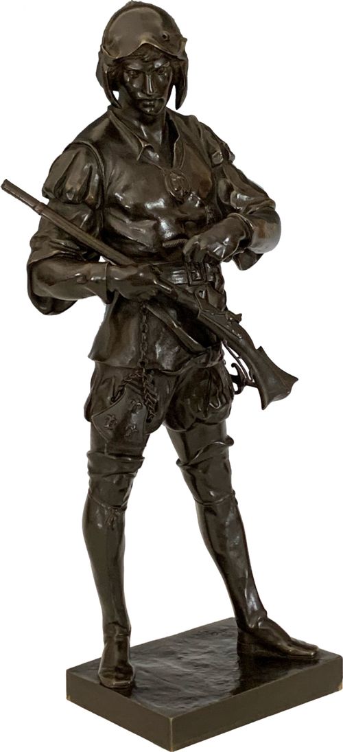 EMILE PICAULT BRONZES SERENADE FRENCH SOLDIER - ADDITIONAL PHOTO 1