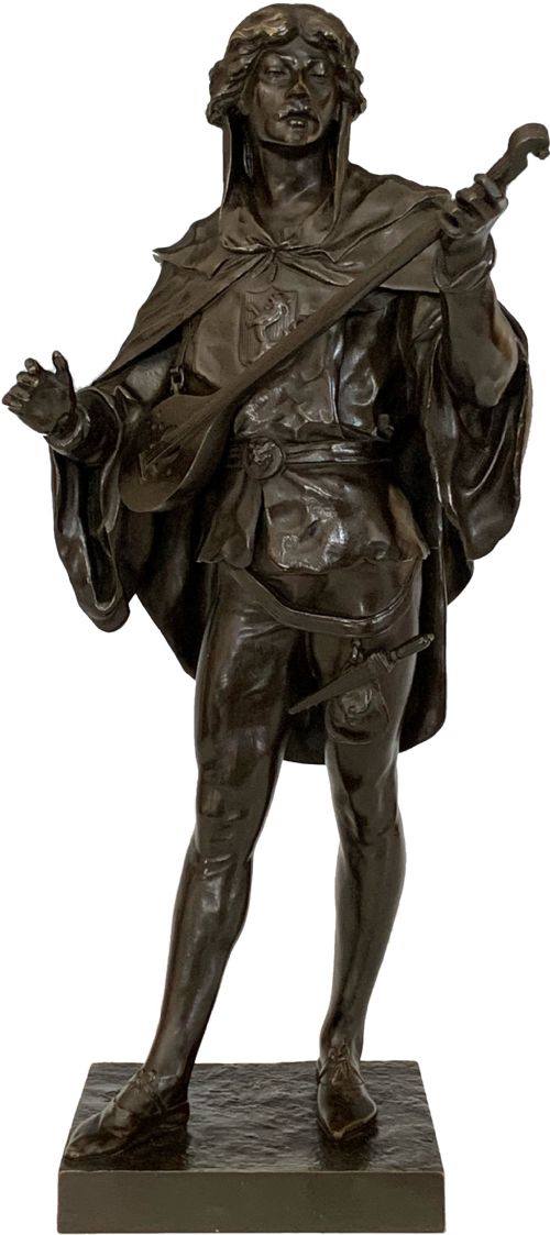 EMILE PICAULT BRONZES SERENADE FRENCH SOLDIER - ADDITIONAL PHOTO 2
