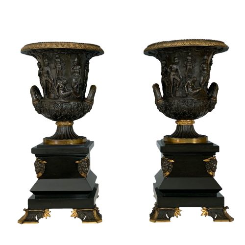 antique 19th century grand tour bronze marble medici vases - CATEGORY: ANTIQUE METAL - DATED 1870