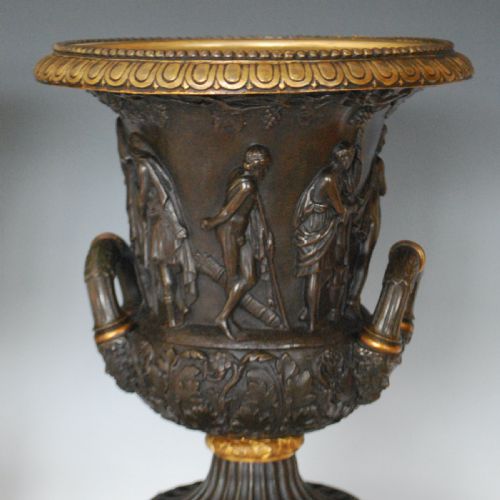 ANTIQUE 19TH CENTURY GRAND TOUR BRONZE MARBLE MEDICI VASES - ADDITIONAL PHOTO 3