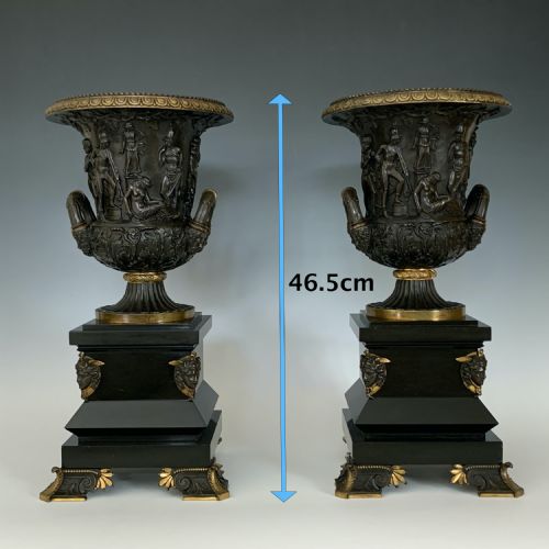 ANTIQUE 19TH CENTURY GRAND TOUR BRONZE MARBLE MEDICI VASES - ADDITIONAL PHOTO 8
